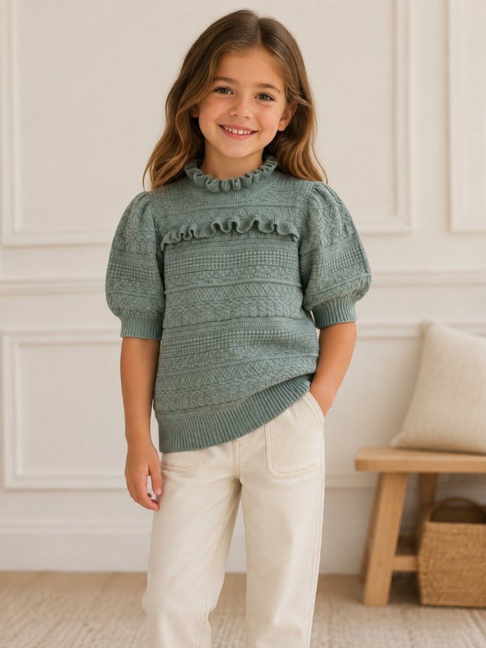 Janie and Jack Ruffle Knit Sweater